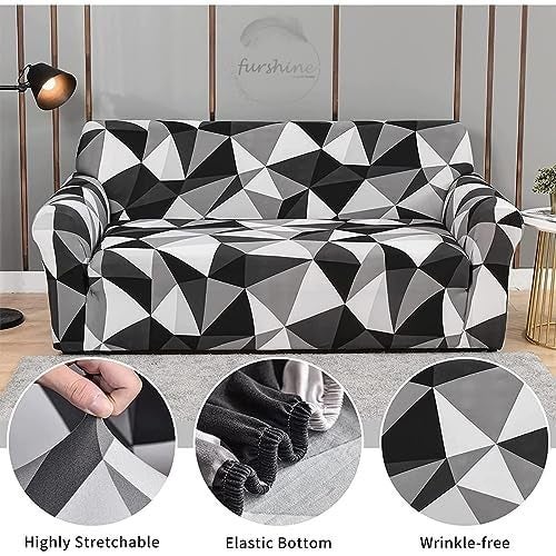 B BESTILO Sofa Cover 3 Seater and 2 Seater Fully Covered Universal 5 Seater Sofa Cover Non-Slip Sticky Elastic Stretchable Sofa Set Slipcover Protector for (3+1+1 Seater), Black Prism - Image 2