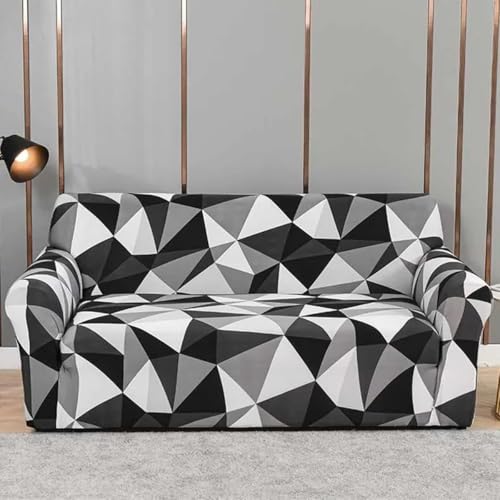 B BESTILO Sofa Cover 3 Seater and 2 Seater Fully Covered Universal 5 Seater Sofa Cover Non-Slip Sticky Elastic Stretchable Sofa Set Slipcover Protector for (3+1+1 Seater), Black Prism - Image 5