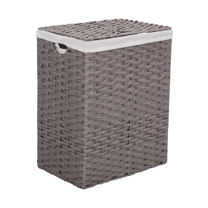 Seville Classics Premium Handwoven Portable Laundry Bin Basket with Carrying Handles, Household Storage for Clothes, Linens, Sheets, Gray, Rectangular Hamper - Image 1