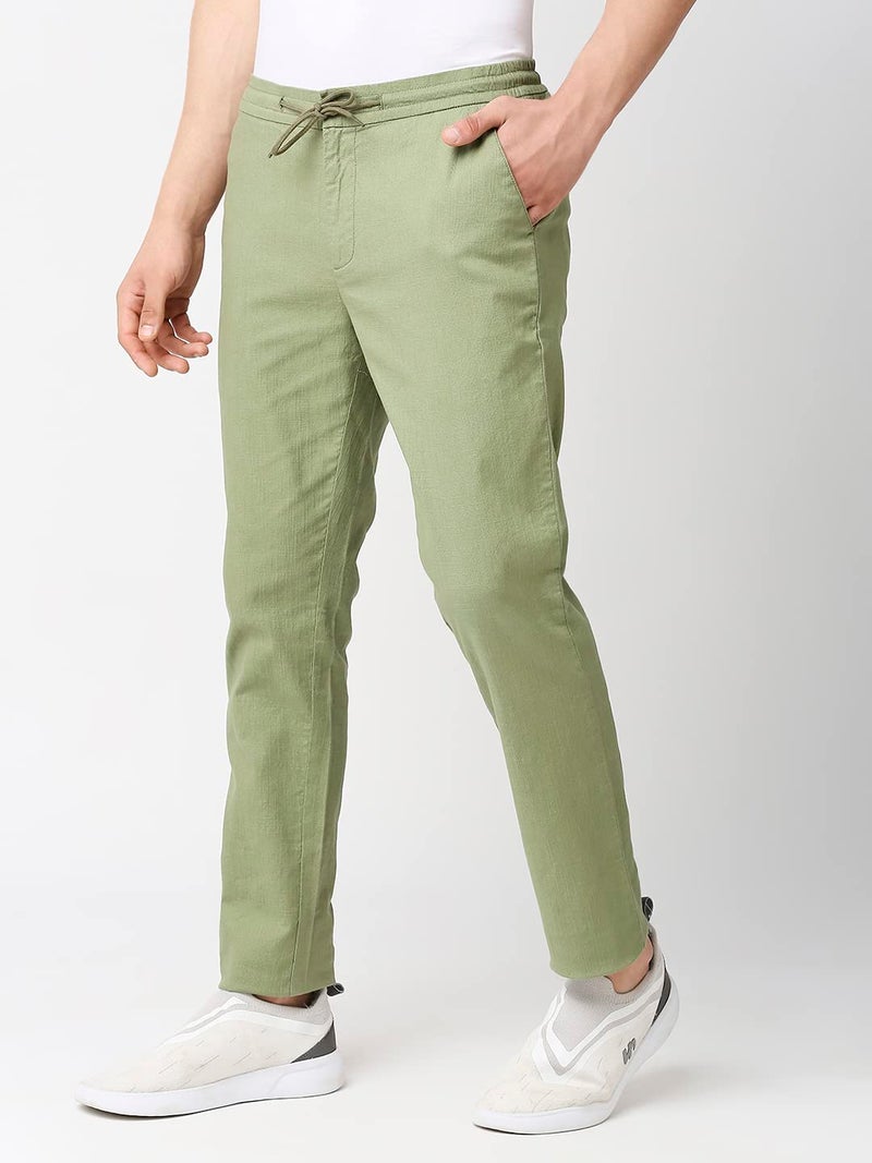 Thomas Scott Men's | Comfort | Slim Fit | Mid-Rise | Drawstring Closure | Solid | 4 Pockets | Woven | Chinos | Trouser (CCBT07_Green_38) - Image 3