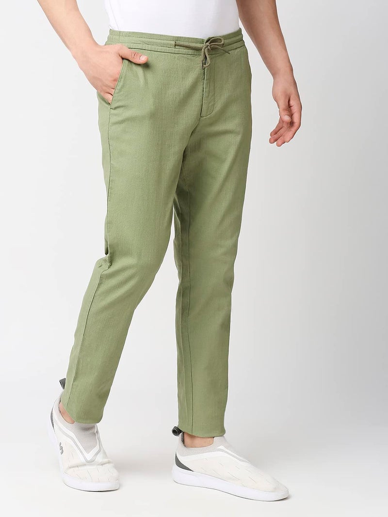 Thomas Scott Men's | Comfort | Slim Fit | Mid-Rise | Drawstring Closure | Solid | 4 Pockets | Woven | Chinos | Trouser (CCBT07_Green_38) - Image 4