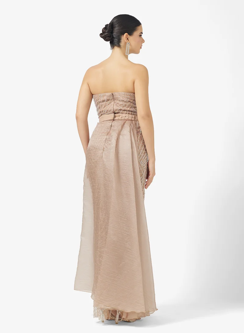 Namshi x Off Shoulder Bead Embellished A Line Gown