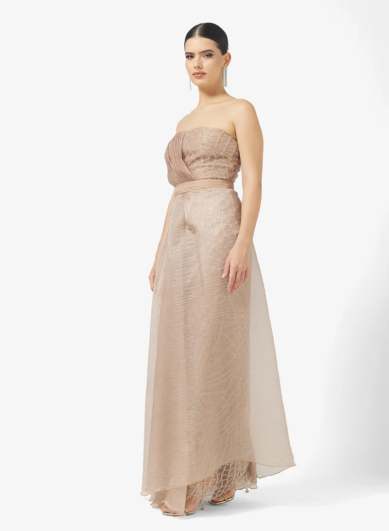 Namshi x Off Shoulder Bead Embellished A Line Gown