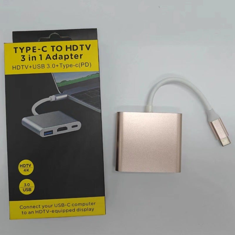 Factory Three-In-One Usb Docking Station Notebook 4K Adapter Type-C To Hdmi Converter - Image 1