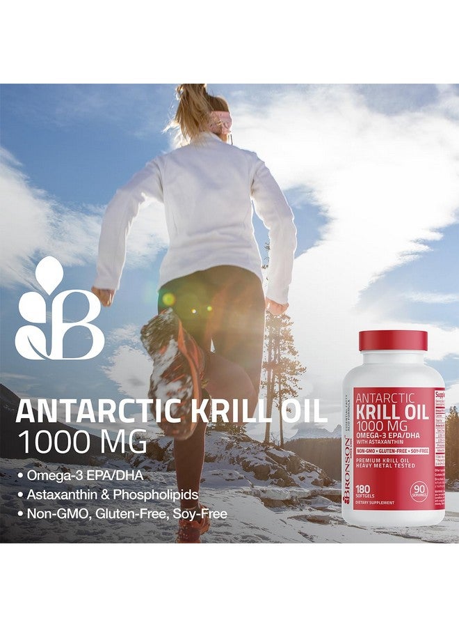 Bronson Bronson Antarctic Krill Oil 1000 mg with Omega-3s EPA, DHA, Astaxanthin and Phospholipids 120 Softgels  - Image 3