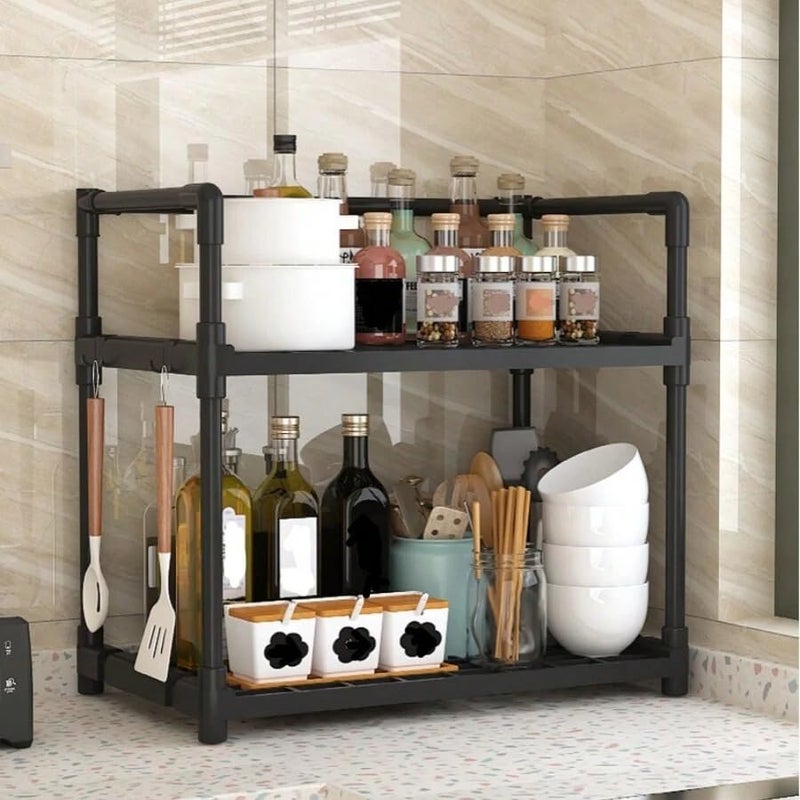 Delavala 2 Tier Countertop Organizer Bathroom Shelf | Space Saving Kitchen Storage Standing Rack | for Cosmetics, Stationary and Jars Organization Oven Stand| Compact & Convenient (2 Step, White) - Image 4