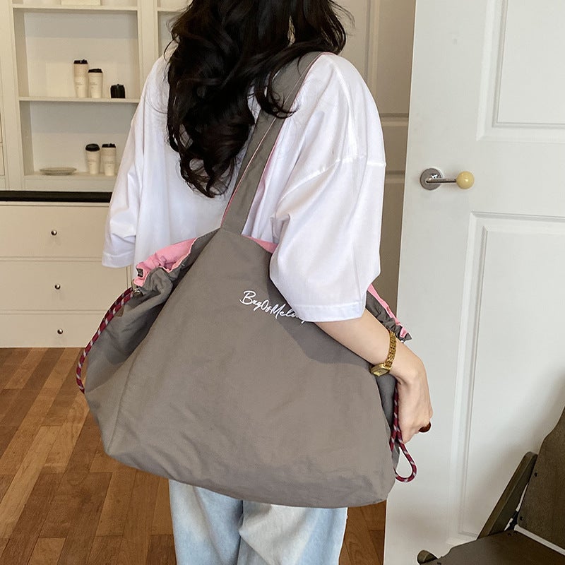 Letter Print Large Capacity Nylon Shoulder Tote Bag - Image 2