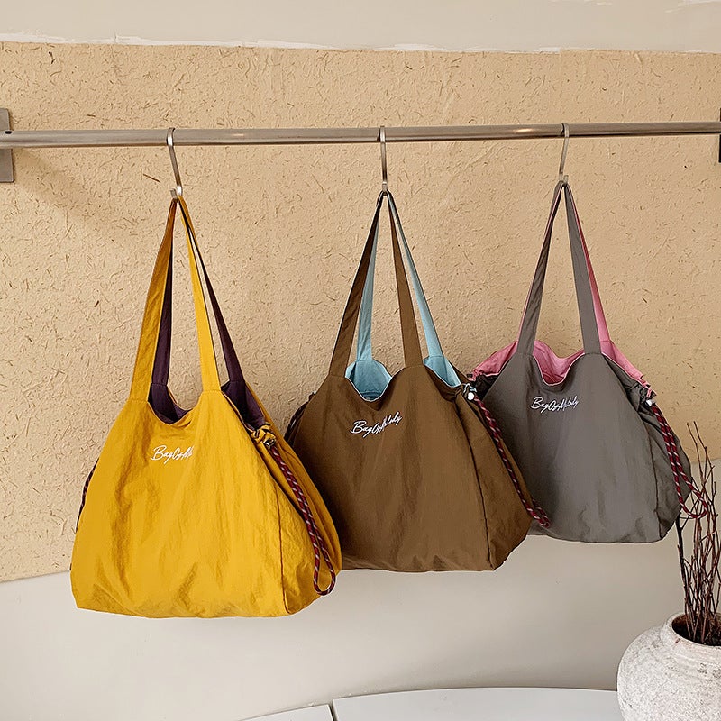 Letter Print Large Capacity Nylon Shoulder Tote Bag - Image 1