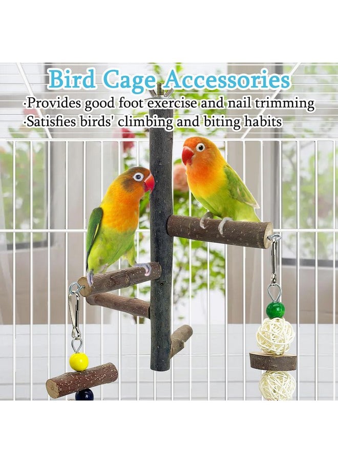Hamiledyi Bird Perch Stand Toy, Natural Wood Bird Perch Stand Bird Perch Toy with Rotating Balls Spinning Bird Toys Parakeet Stand Perch Toy for Parakeets Cockatiels Conures Budgies Finches Love Birds