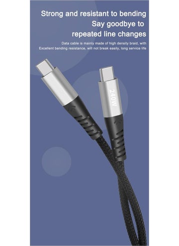 Apera NR10 Type-C To Type-C iPhone Android Compatible 240W Pd Fast Charging Braided Cable  - Image 2