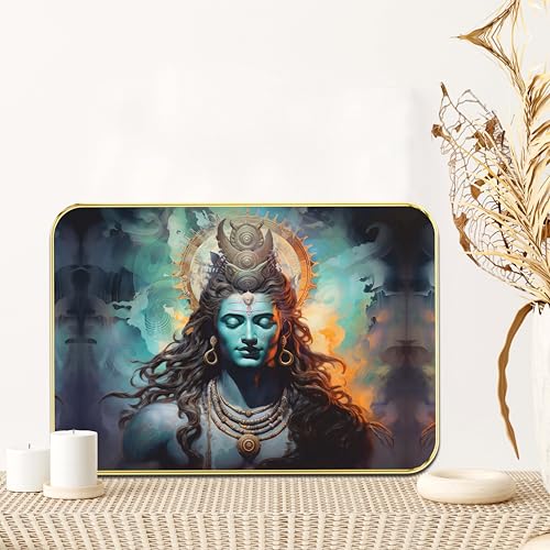 SAF Lord Shiva Wall Art | Meditating Mahadev Painting on MDF Board | Spiritual Hindu God Wall Décor for Home, Living Room, Puja Room & Meditation Space (13.5 x 19.5 Inch) MG01-1020 - Image 1