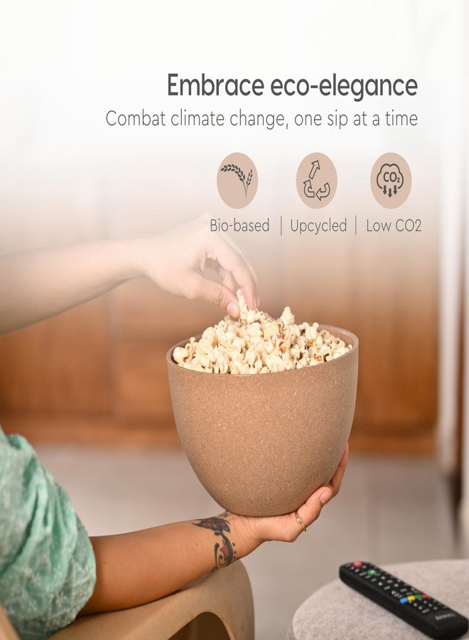 Eha Earth Friendly Mixing Bowls for Kitchen | Serving Bowls with Lid | Microwave Safe Bowl Set | Storage Bowls Made with Rice Husk and Bamboo Fibers | 2900ml +1600ml | Set of 2 | Tortilla | Brown - Image 3