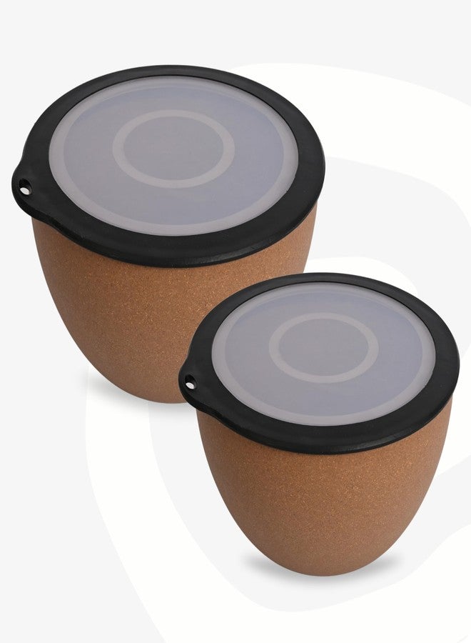 Eha Earth Friendly Mixing Bowls for Kitchen | Serving Bowls with Lid | Microwave Safe Bowl Set | Storage Bowls Made with Rice Husk and Bamboo Fibers | 2900ml +1600ml | Set of 2 | Tortilla | Brown - Image 1