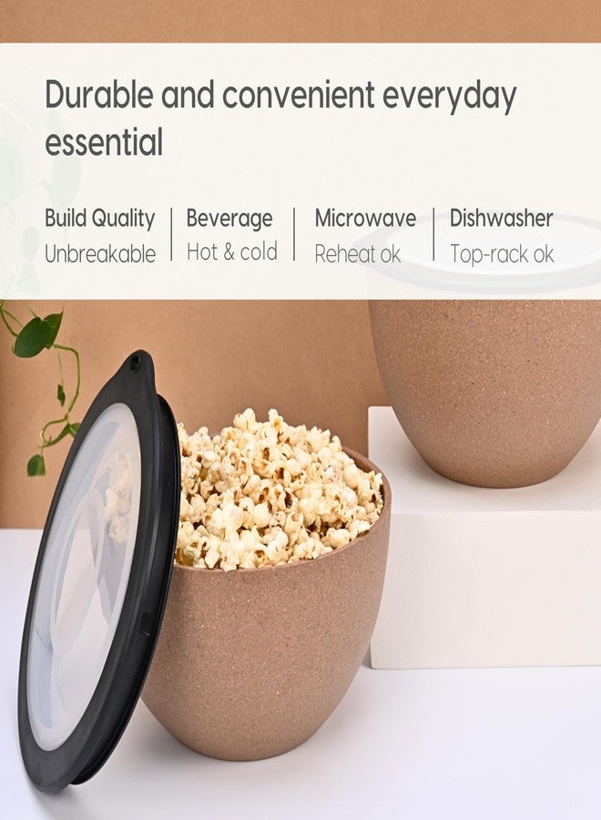 Eha Earth Friendly Mixing Bowls for Kitchen | Serving Bowls with Lid | Microwave Safe Bowl Set | Storage Bowls Made with Rice Husk and Bamboo Fibers | 2900ml +1600ml | Set of 2 | Tortilla | Brown - Image 4