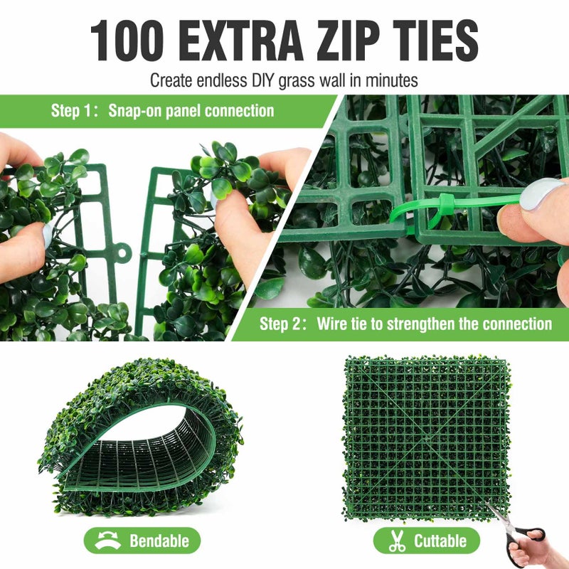 KASZOO 24 Pack 20"x20" Grass Wall Panels - Artificial Boxwood Panels for Greenery Wall Backdrop, Faux Greenery for Indoor Outdoor Decor, Garden Fence, Wedding, Privacy Screen, 66 Sq. Ft. Coverage - Image 4