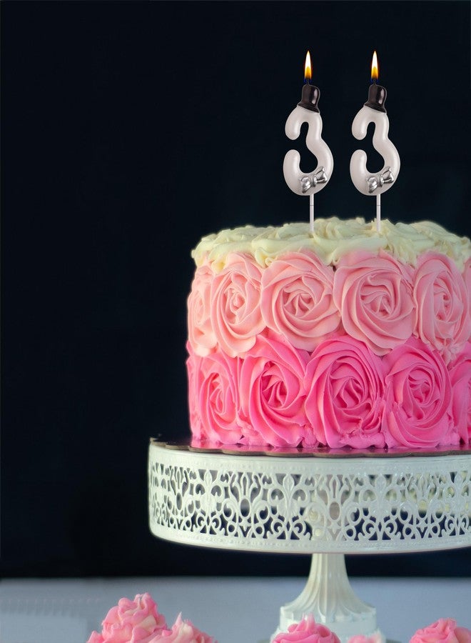 AOOLADA 33rd Birthday Candles, White 33 Year Old Number Birthday Candles, Happy Birthday Party Decorations Cake Topper Gifts for Men Women - Image 4