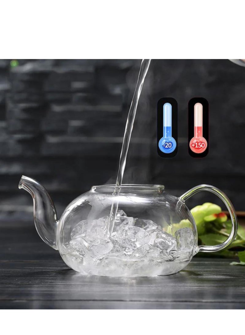 1Chase - Borosilicate Glass Teapot 1500 ML with Heart Shape Tea Warmer and Double Wall Glass 80 ML (6 Pcs) - Image 1