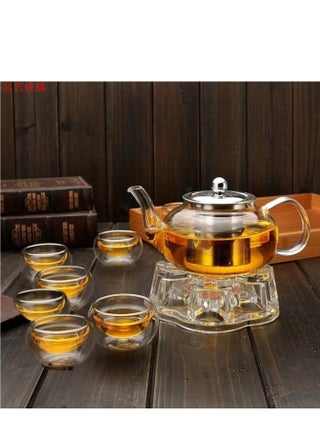 Borosilicate Glass Teapot 1500 ML with Heart Shape Tea Warmer and Double Wall Glass 80 ML (6 Pcs) - pzsku/Z8D5AEE2EB33A958DD62FZ/45/_/1725621792/52172a42-a318-4ab1-a300-03c5c4f077b0