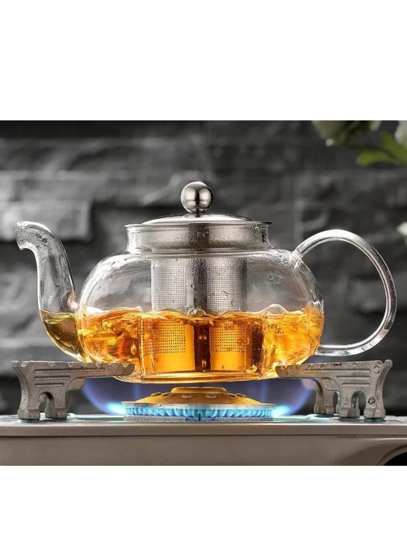 1Chase - Borosilicate Glass Teapot 1500 ML with Heart Shape Tea Warmer and Double Wall Glass 80 ML (6 Pcs) - Image 1