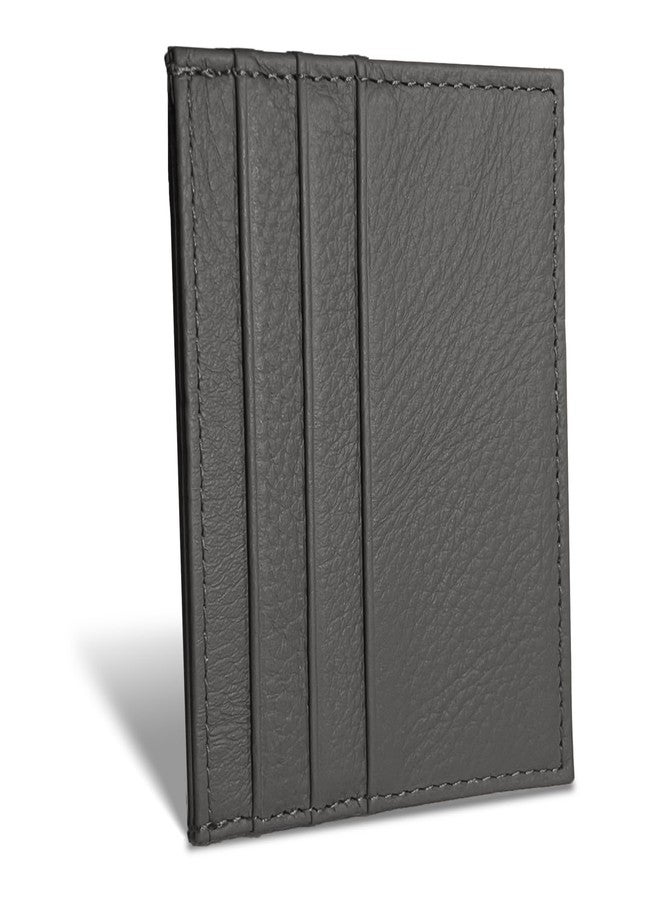 WOXVM Credit Card Holder Wallet RFID Blocking Slim Credit Card Cases Holder Premium Leather Minimalist Front Pocket Small Wallet with 6 Card Slots and 1 Pockets for Men Women (Grey), Grey, Compact - Image 1