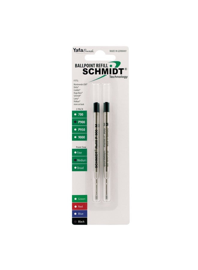 Schmidt P900 Ballpoint Tc Ball Parker Style Refill Medium, Black, 2 Pack Blister (Sc58135) - Image 1