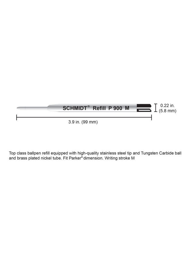 Schmidt P900 Ballpoint Tc Ball Parker Style Refill Medium, Black, 2 Pack Blister (Sc58135) - Image 3