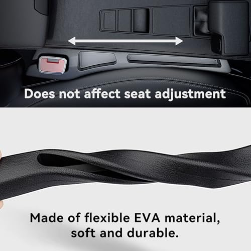 Alieemo Car Seat Gap Filler Organizer, 2PCS Multifunctional Vehicle Fill Gap Blocker with Storage Slot Between Seat & Console, Anti-Drop Auto Interior Organization, Universal Fit (Black) - Image 5
