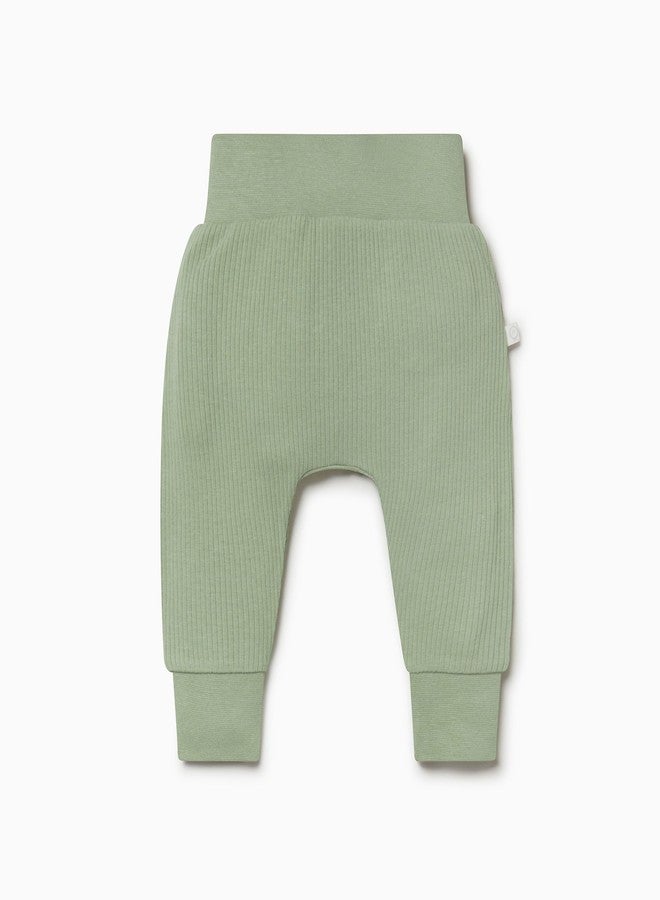 MORI Baby Premium Joggers in Ribbed Sage - Comfortable Fit Breathable Everyday Pants - Elastic Waist Bottoms - 18-24 Months - Image 1