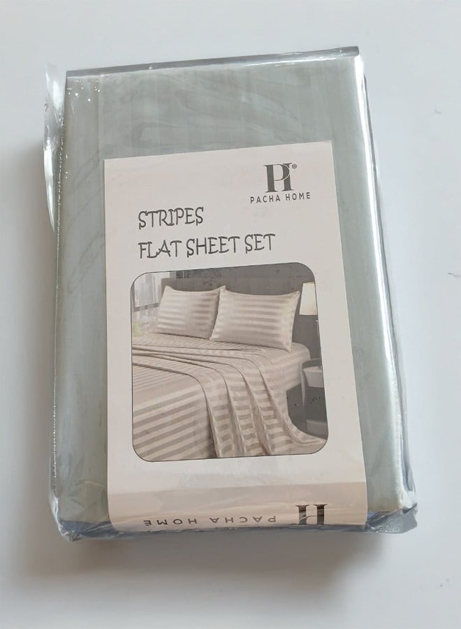 PACHA HOME Striped Bed Sheet Set Size: 240*270 +2 Pillowcases. - Image 2