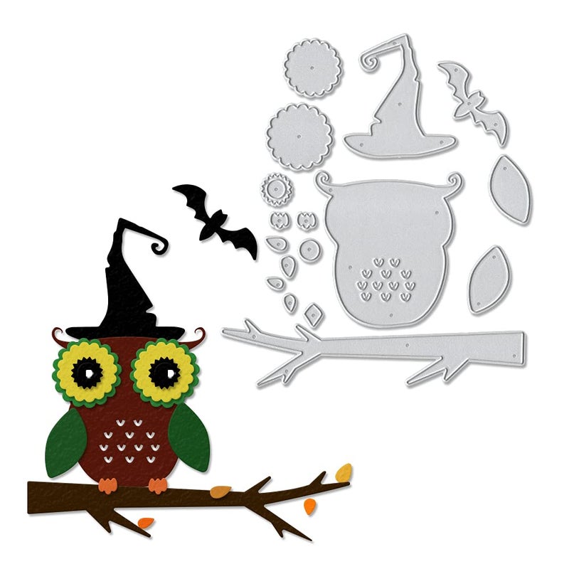 Halloween Tree Owl Die Cuts for Card Making Halloween Bat Bird Cutting Dies Owls Dies Embossing Stencil Template for Crafting DIY Scrapbooking Halloween Decorations