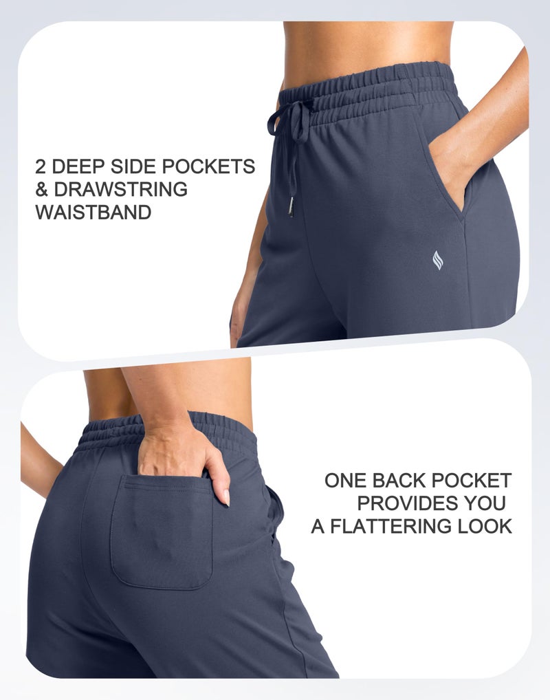 SANTINY 31"/33"/35" Women's Tall Cotton Sweatspants Yoga Lounge Casual Pants Open Bottom Sweat Pants for Women with Pocketsï¼ˆDusty_blue-L35_Lï¼‰ - Image 4
