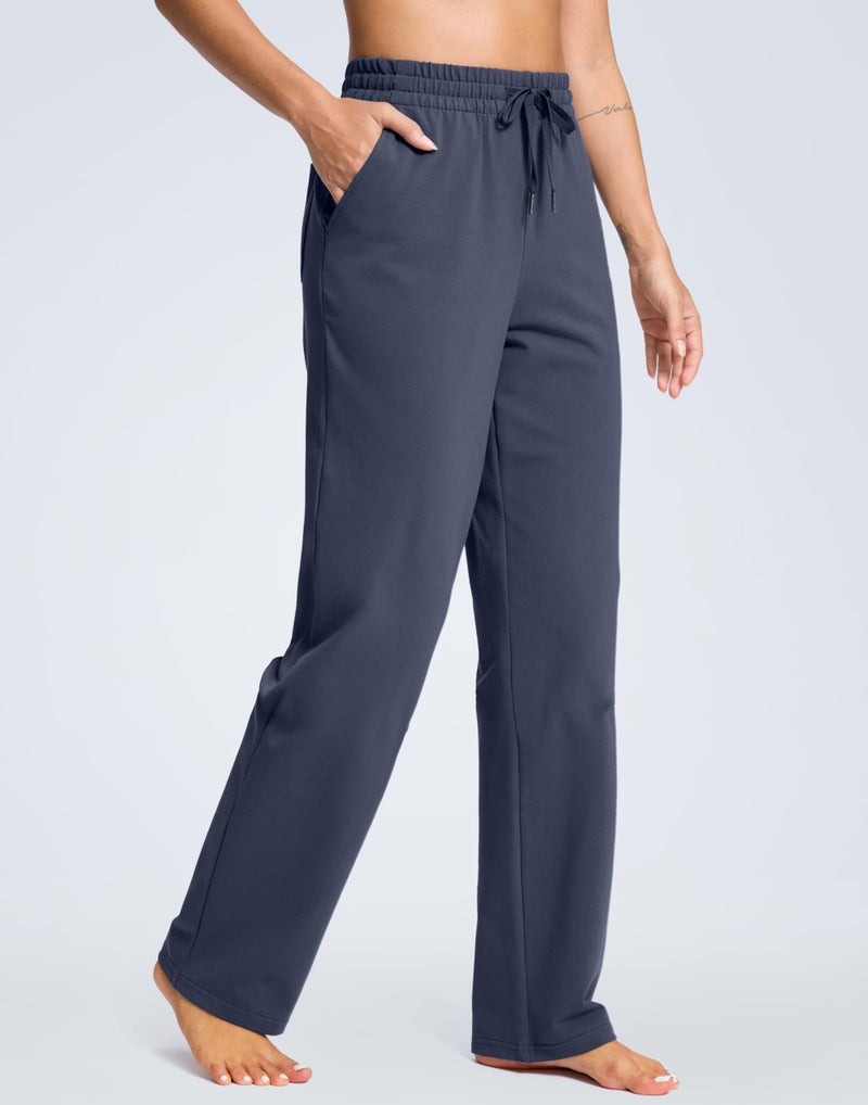 SANTINY 31"/33"/35" Women's Tall Cotton Sweatspants Yoga Lounge Casual Pants Open Bottom Sweat Pants for Women with Pocketsï¼ˆDusty_blue-L35_Lï¼‰ - Image 2