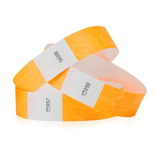 Wristco 100 WristCo Neon Orange Tyvek Wristbands for Events Tamper-Proof Design & Fluorescent Color Prevent Reuse Premium-Grade Bracelets for Hospital & Medical ID, Party & VIP Identification - Image 1