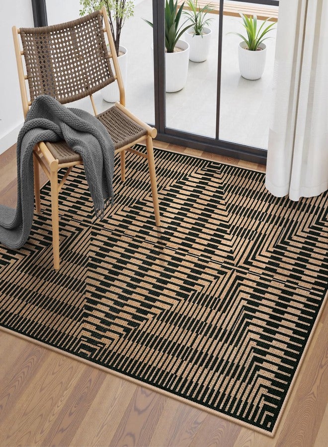 لايف بوكس سجادة لايف بوكس سهلة الاستخدام من الجوت، مقاس 3×5، مناسبة للاستخدام الداخلي والخارجي، قابلة للغسل، سجادة مدخل أمامية، مانعة للانزلاق، سجادة سوداء مخططة عصرية محايدة للمطبخ وغرفة المعيشة وغرفة الطين - Image 5