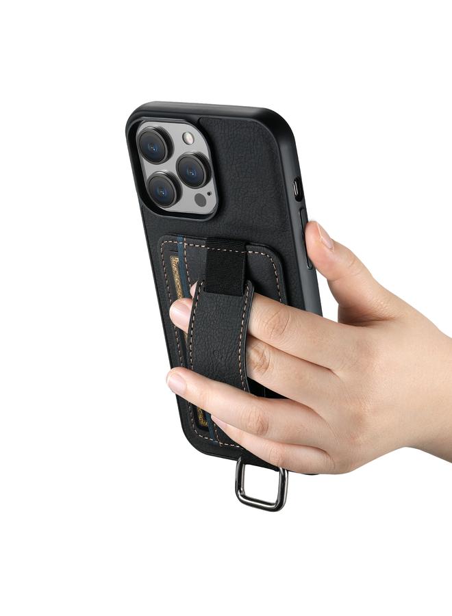 Suteni Case For iPhone 15 Pro Max H13 Litchi Leather Wrist Strap Wallet Back Phone Case - Image 3