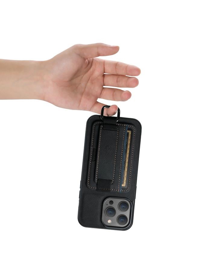 Suteni Case For iPhone 15 Pro Max H13 Litchi Leather Wrist Strap Wallet Back Phone Case - Image 5