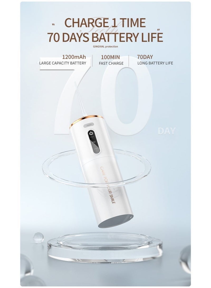 moveflash [MOVEFLASH] Portable Cordless Water Flosser, Dental Oral Irrigator with 5 Jet Tips & Type-C Rechargeable, Waterproof Water Jet for Teeth Cleaning, Braces & Gingival Care - White - Image 4