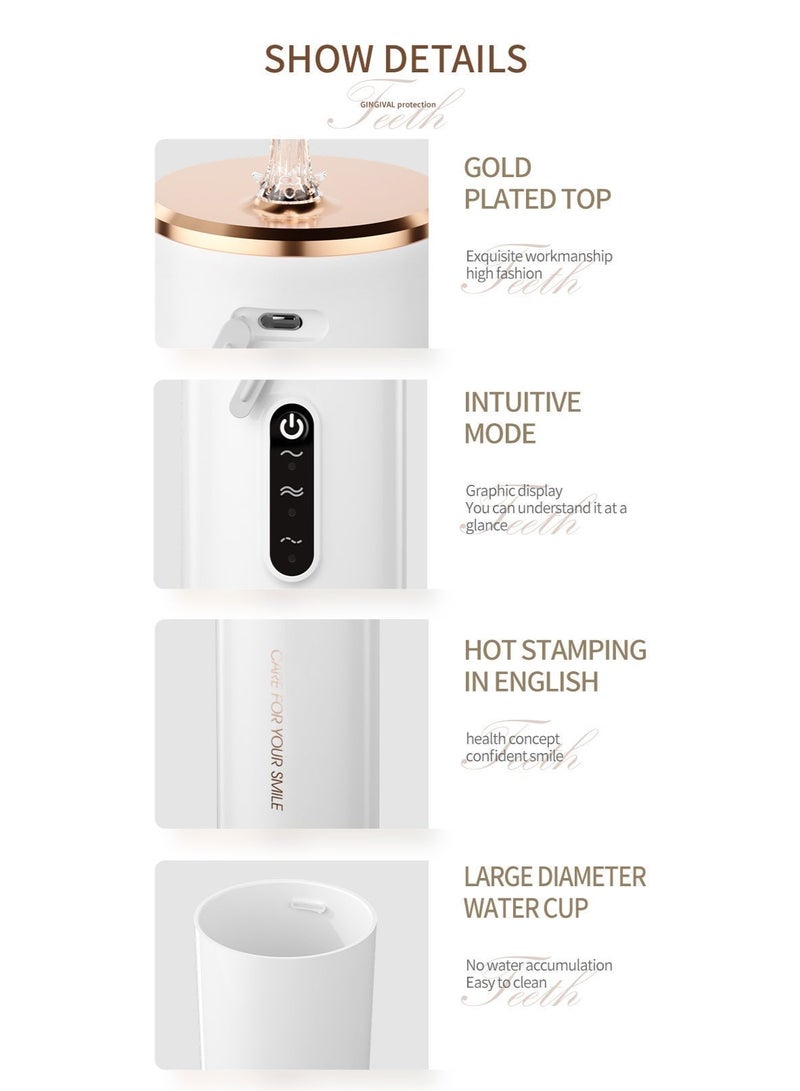 moveflash [MOVEFLASH] Portable Cordless Water Flosser, Dental Oral Irrigator with 5 Jet Tips & Type-C Rechargeable, Waterproof Water Jet for Teeth Cleaning, Braces & Gingival Care - White - Image 5