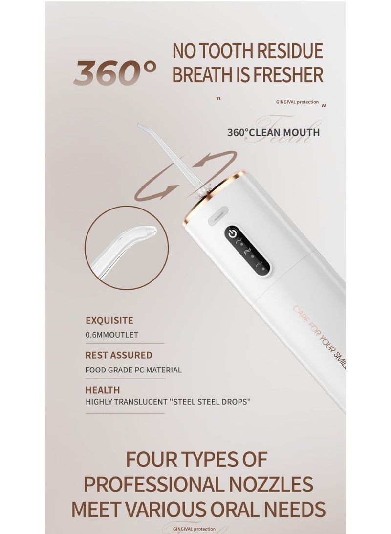 moveflash [MOVEFLASH] Portable Cordless Water Flosser, Dental Oral Irrigator with 5 Jet Tips & Type-C Rechargeable, Waterproof Water Jet for Teeth Cleaning, Braces & Gingival Care - White - Image 3