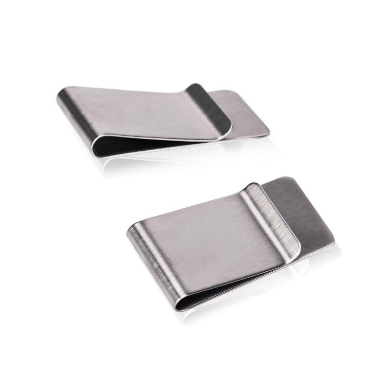 WAFJAMF Wide Men's Slim Money Clip Stainless Steel Credit Business Card Holder Pocket Cash Wallet 2PCS Sliver - Image 1