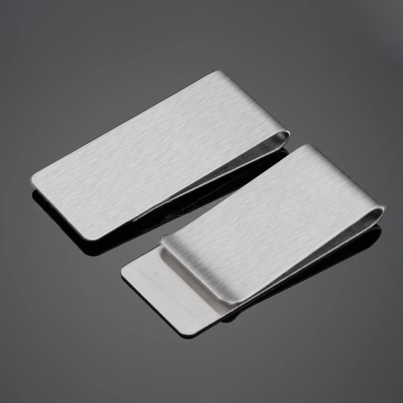 WAFJAMF Wide Men's Slim Money Clip Stainless Steel Credit Business Card Holder Pocket Cash Wallet 2PCS Sliver - Image 3