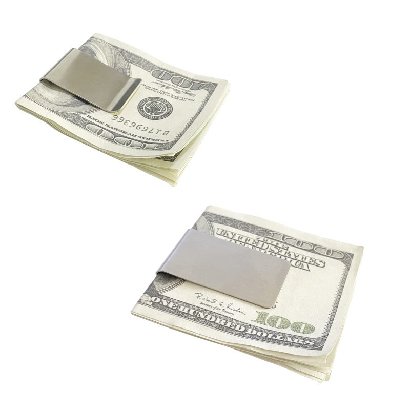 WAFJAMF Wide Men's Slim Money Clip Stainless Steel Credit Business Card Holder Pocket Cash Wallet 2PCS Sliver - Image 4