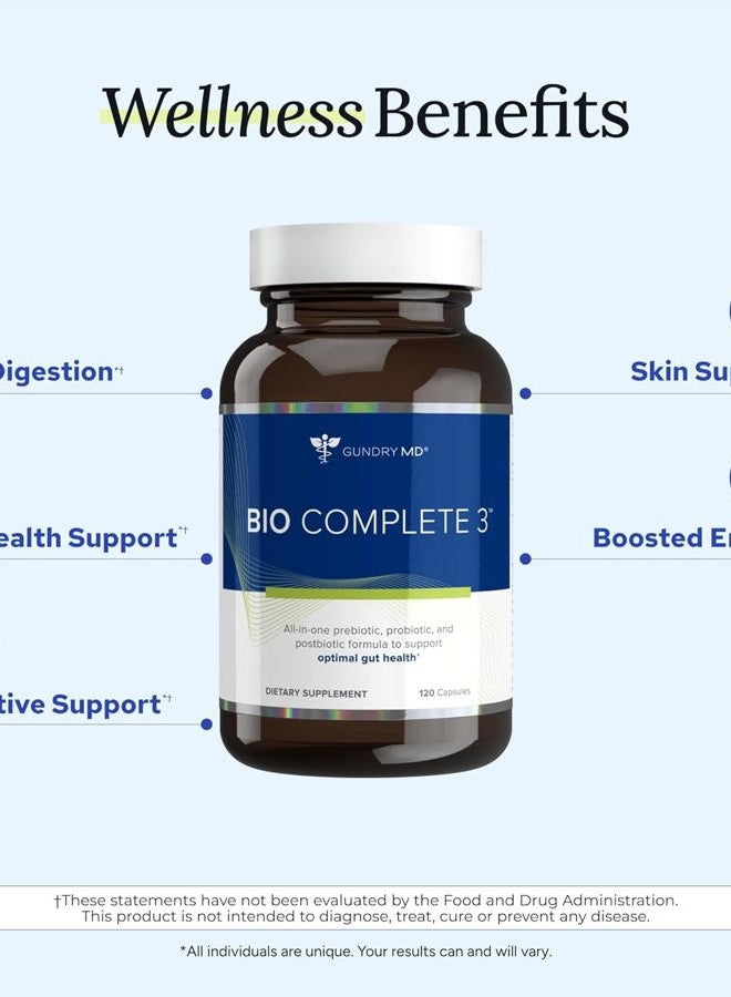 Gundry MD ® Bio Complete 3, 3-in-1 Probiotics for Gut Health, Probiotic Supplements for Digestion, Supplement Supporting Bloating, Gas, Food Cravings, Energy Levels, Skin, and Focus, 30 Day Supply - Image 5