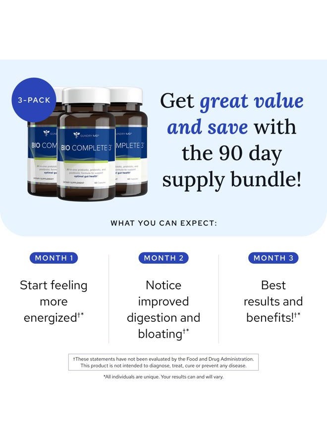 Gundry MD ® Bio Complete 3, 3-in-1 Probiotics for Gut Health, Probiotic Supplements for Digestion, Supplement Supporting Bloating, Gas, Food Cravings, Energy Levels, Skin, and Focus, 30 Day Supply - Image 2