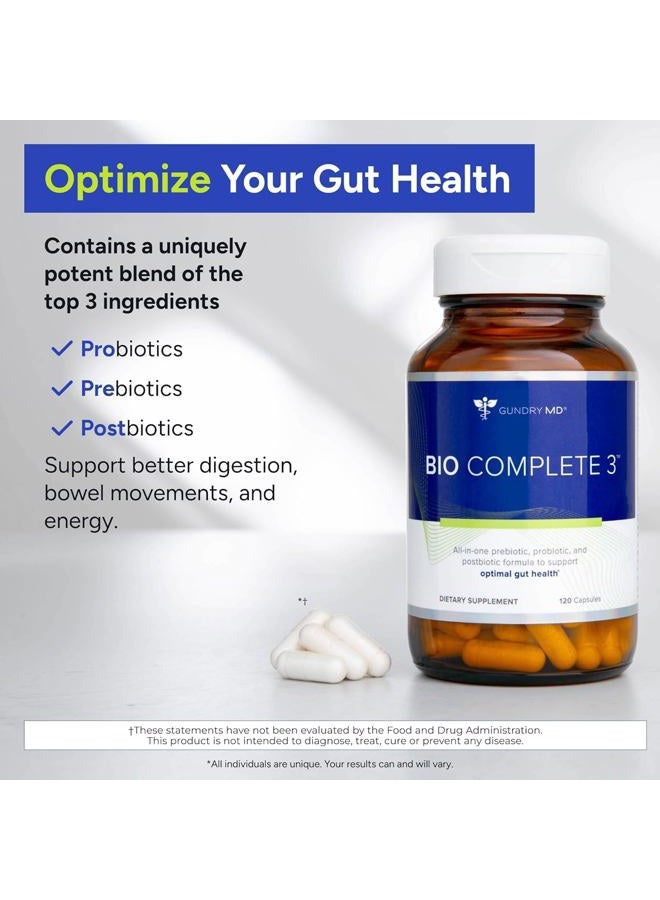Gundry MD ® Bio Complete 3, 3-in-1 Probiotics for Gut Health, Probiotic Supplements for Digestion, Supplement Supporting Bloating, Gas, Food Cravings, Energy Levels, Skin, and Focus, 30 Day Supply - Image 3