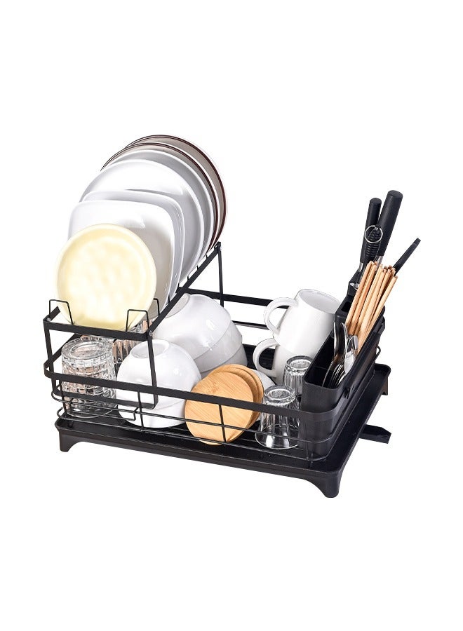 2-Tier Dish Drying Rack with Chopstick Holder, Detachable Dish Drainer with 360° Rotating Drainpipe, Easy to Use and Clean  - Image 1