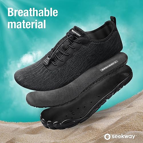 SEEKWAY Water Shoes Quick-Dry Barefoot Sports Aqua Beach Pool Swimming River Lake Hiking Kayaking Surfing Men Women AB001 Black SP001 - Image 3