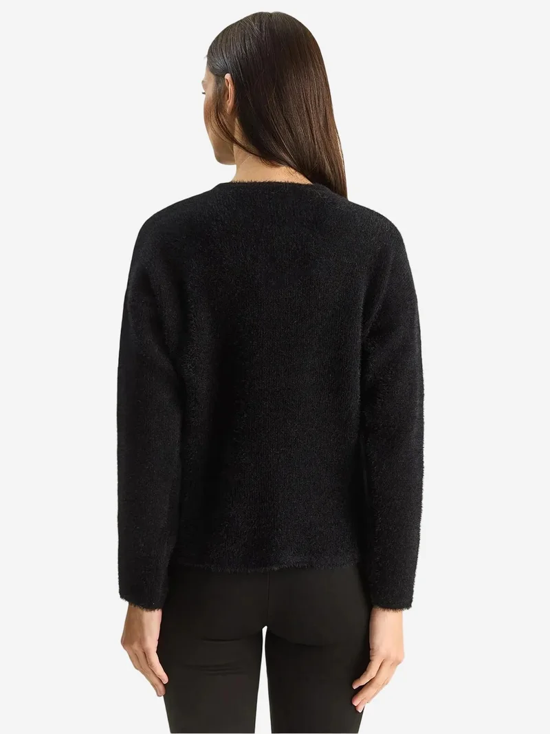 Bianco Lucci Black LUCCI Embroidered Button-Up Cardigan for Women | Best Price UAE