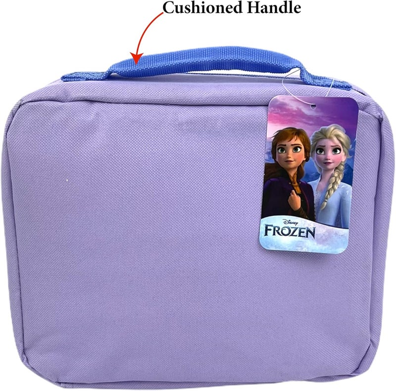 RALME Disney Frozen 2 Lunch Box with Princesses Elsa and Anna - Soft Insulated Lunch Bag for Girls, Purple - Image 3
