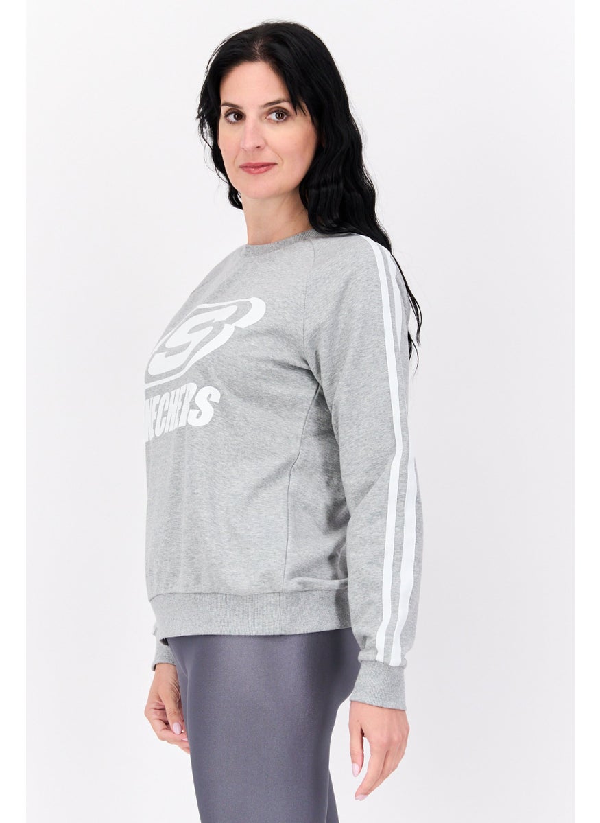 SKECHERS - Women Sportwear Fit Graphic Long Sleeves Outdoor Sweatshirt, Grey - Image 1